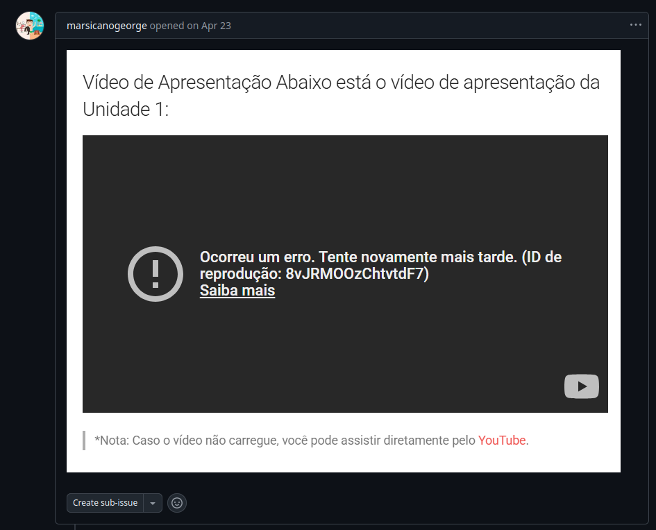 Solicitação do Professor