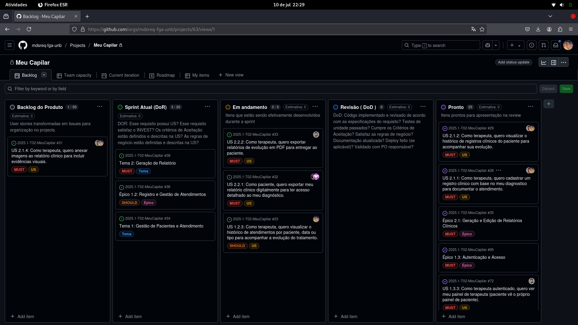 Projects durante a sprint 5