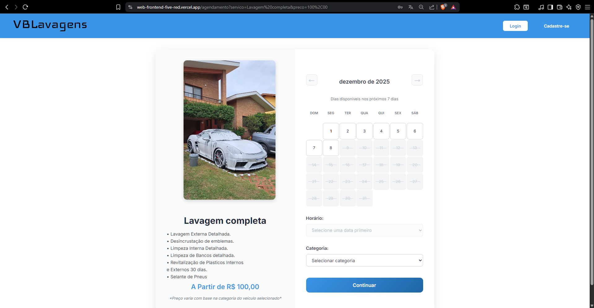 Agendamento completo – versão final