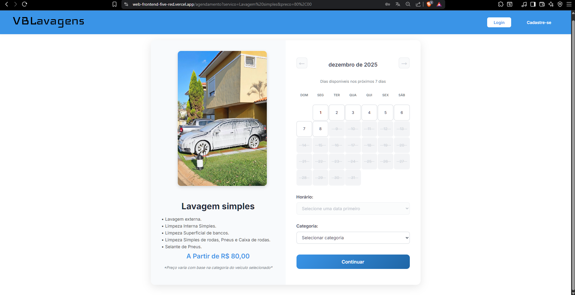 Agendamento simples – versão final