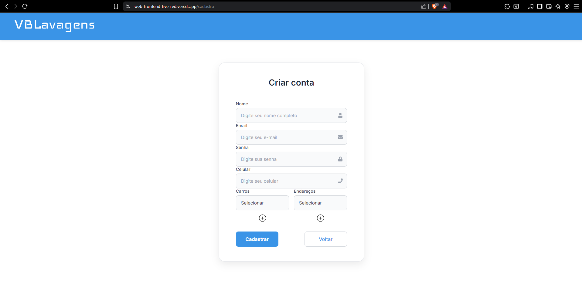 Cadastro – versão final