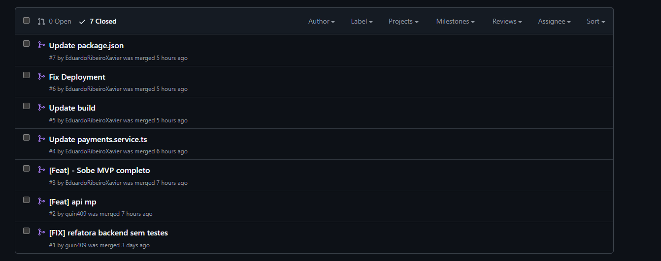 PR Backend – visão geral