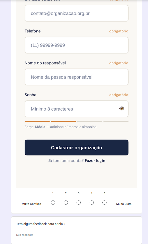 Imagem de parte do forms verificação