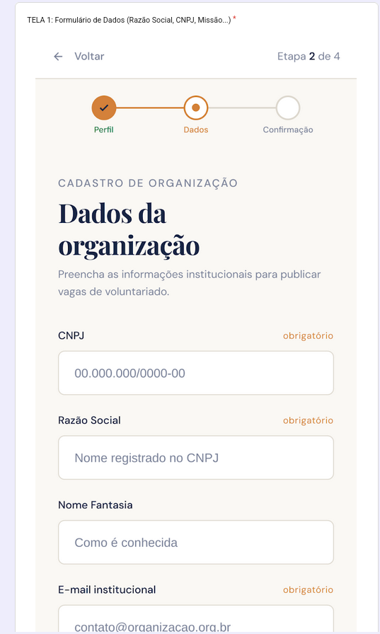 Imagem de parte do forms verificação
