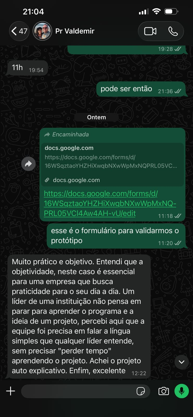 Print da aprovação do cliente