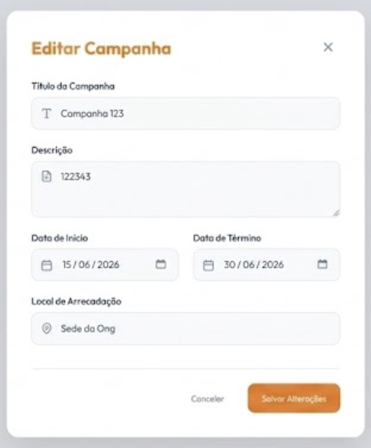 Protótipo de Edição de Evento