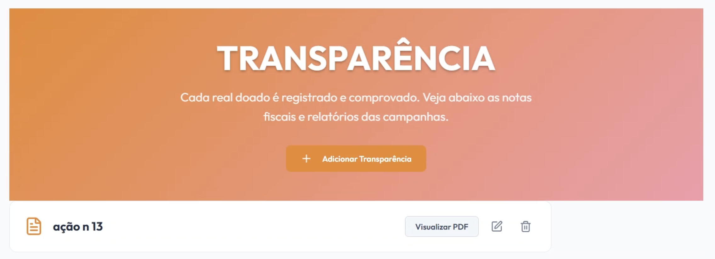 Painel Geral de Transparência da ONG