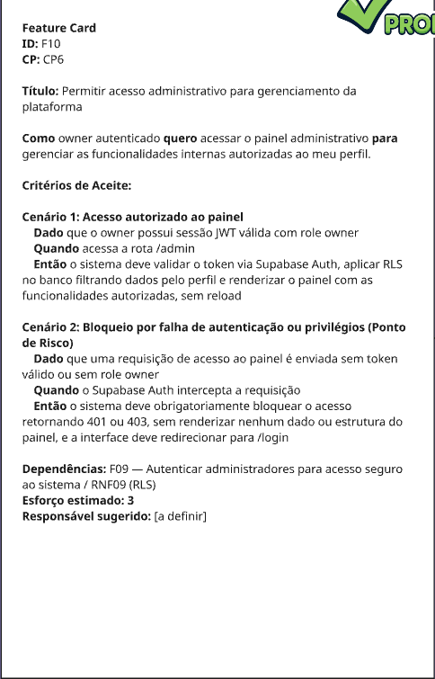 Feature Card inicial — F10