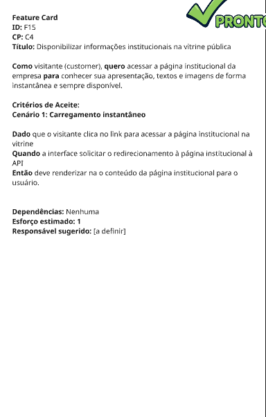 Feature Card inicial — F15