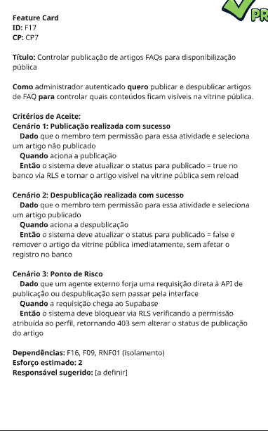 Feature Card inicial — F17