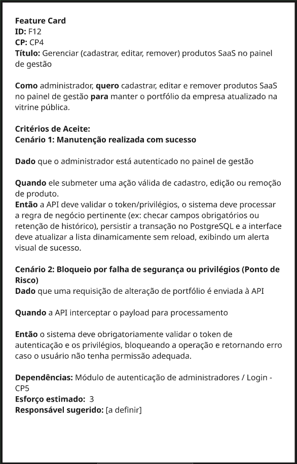 Feature Card inicial — F12