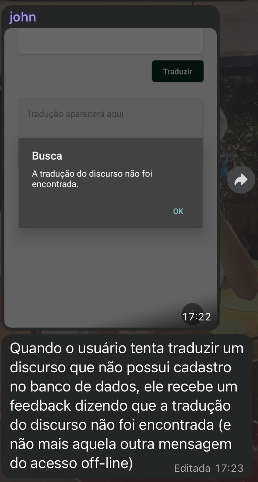 Mensagem exibida quando a tradução não é encontrada no banco